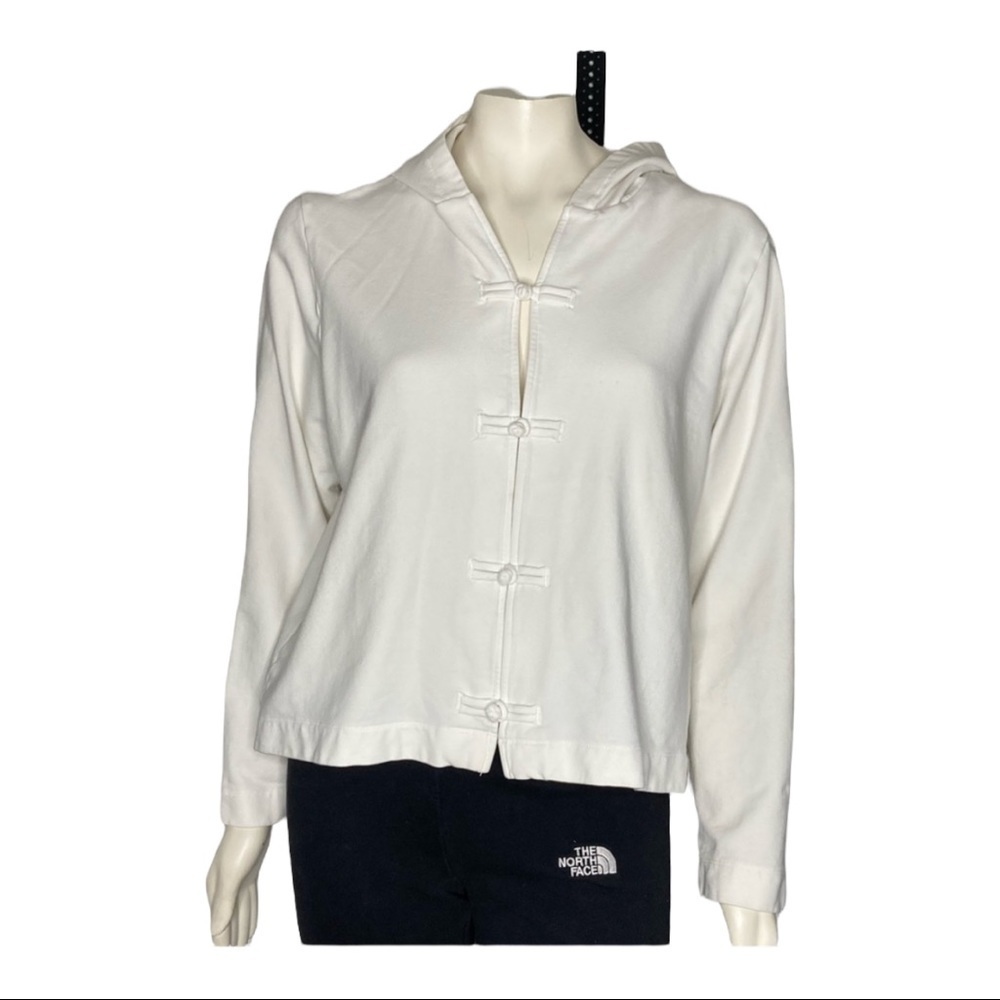 SO blue Sigrid Olsen Hooded Button Down Sz XL